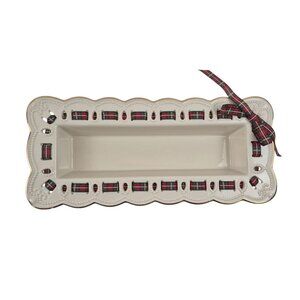 Lenox Cracker Tray Christmas Giftables Porcelain Plaid Ribbon Vintage Holiday
